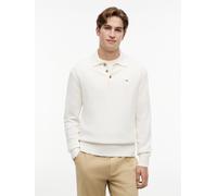 Polokragenpullover TOMMY JEANS "TJM SLIM ESSENTIAL POLO SWEATER", Herren, Gr. XL, weiß (ancient weiß), Strick, Obermaterial: 100% Baumwolle, slim fit kurz, Rippstrickbündchen, Pullover, mit Logosticke