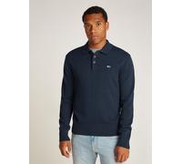 Polokragenpullover TOMMY JEANS "TJM SLIM ESSENTIAL POLO SWEATER", Herren, Gr. XXL, blau (schwarz night navy), Strick, Obermaterial: 100% Baumwolle, unifarben, slim fit kurz, Rippstrickbündchen, Pullov