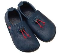 Pololo Barfuß Hausschuh "Cordel" aus pflanzlich gegerbtem Leder mit Ledersohle, Größen 20-34 Blau 22