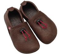Pololo Barfuß Hausschuh "Cordel" aus pflanzlich gegerbtem Leder mit Ledersohle, Größen 20-34 Dunkelbraun 21