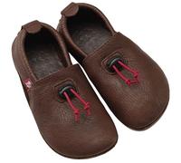 Pololo Barfuß Hausschuh "Cordel" aus pflanzlich gegerbtem Leder mit Ledersohle, Größen 20-34 Dunkelbraun 24