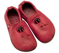 Pololo Barfuß Hausschuh "Cordel" aus pflanzlich gegerbtem Leder mit Ledersohle, Größen 20-34 Rot 23