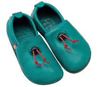 Pololo Barfuß Hausschuh "Cordel" aus pflanzlich gegerbtem Leder mit Ledersohle, Größen 20-34 Türkis 21