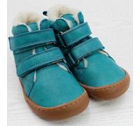 Pololo Barfuß Winterstiefel aus pflanzlich gegerbtem Leder, unisex, Gr. 22-34 Türkis 22