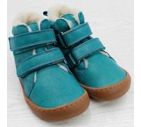 Pololo Barfuß Winterstiefel aus pflanzlich gegerbtem Leder, unisex, Gr. 22-34 Türkis 32