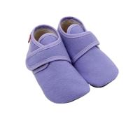 Pololo Hausschuhe Barfußschuhe Krabbelschuhe Biobaumwolle Cosy Lila mit Klettverschluss Babyschuhe, Schuhgröße:EUR 24/25