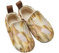 Pololo Schlüpf- Hausschuhe aus Seaqual Yarn, Futter aus Baumwolle (organic) vegan, Größen 18/19 - 26/27 Golden Palms 20/21