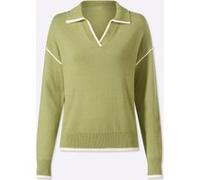 Strickpullover HEINE "Pullover", Damen, Gr. 38, grün (schilf), 50% Viskose, 28% Polyester, 22% Polyamid, unifarben, Pullover Strickpullover (39888300-38) schilf