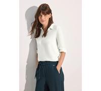 Poloshirt CECIL, Damen, Gr. XL (44), weiß (vanilleweiß), Stoff, 95% Viskose, 5% Elasthan, unifarben, normal normal, hoch geschlossener Ausschnitt, Bündchen, Shirts, mit 3/4 Ärmeln (36831220-XL) vanill