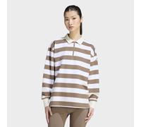 Poloshirt ADIDAS SPORTSWEAR "ESSENTIALS CONTEMPORARY FRENCH TERRY LANGARM", Damen, Gr. M, khaki six, sanftes weiß, Obermaterial: 100% Baumwolle, Rundhals, Shirts (59714768-M) khaki six, sanftes weiß