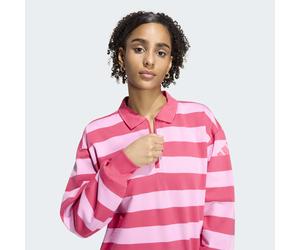 Poloshirt ADIDAS SPORTSWEAR "ESSENTIALS CONTEMPORARY FRENCH TERRY LANGARM", Damen, Gr. XXL, rosa (power pink, st tropic bloom), Obermaterial: 100% Baumwolle, Rundhals, Shirts (78404136-XXL) power pink
