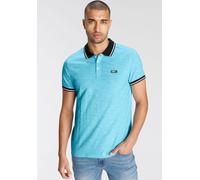 Poloshirt AJC, Herren, Gr. L (52/54), grün (türkis, meliert), Single Jersey, Obermaterial: 100% Baumwolle, meliert, unifarben, schmal, Rundhals, Rippbündchen, Shirts, Kurzarm, schmal geschnitten, Polo