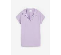 T-Shirt BONPRIX, Damen, Gr. 48/50 (XL), lila (hellviolett), Jersey, Obermaterial: 95% Baumwolle, 5% Elasthan, unifarben, loose fit Po-bedeckend, V-Ausschnitt, angeschnitten, Shirts T-Shirt, Regular Fi