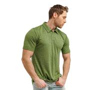 Poloshirt aus Merinowolle für Herren, geruchshemmend, 100% Merinowolle, kurzärmelig, atmungsaktiv, Olivgrünes Poloshirt, Medium