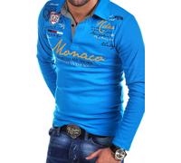 Poloshirt BEHYPE "MONACO", Herren, Gr. L, blau (türkis), 100% Baumwolle, bedruckt, bestickt, unifarben, Shirts, mit trendigen Stickereien (81773268-L) türkis