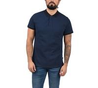 Poloshirt BLEND "BHAlaron", Herren, Gr. S, blau (navy), Web, 100% Baumwolle, gepunktet, regular fit, V-Ausschnitt, Rippbündchen, Shirts, Klassisches Polo-Shirt (11342145-S) navy
