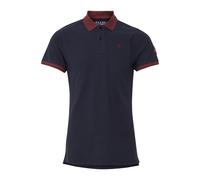 Poloshirt BLEND "BHRalf", Herren, Gr. XXL, schwarz navy blau, Web, 100% Baumwolle, unifarben, regular fit, V-Ausschnitt, Rippbündchen, Shirts, Polo mit farblich abgesetztem Kragen (60774731-XXL) schwa