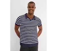 Poloshirt BONPRIX, Damen, Gr. 52/54 (L), blau (dunkelblau gestreift), Obermaterial: 95% Baumwolle, 5% Elasthan, regular fit, Shirts Poloshirt, Poloshirt mit Baumwolle (36474255-52)