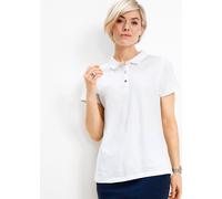 Poloshirt BONPRIX, Damen, Gr. 52/54 (XXL), weiß, Piqué, Obermaterial: 100% Baumwolle, unifarben, figurumspielend hüftbedeckend, Rundhals, Shirts, figurumspielende Passform, Kurzarm-Design, Polokragen