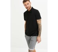 Poloshirt BONPRIX, Herren, Gr. 52/54 (L), schwarz, Jersey, Obermaterial: 60% Baumwolle, 40% Polyester, unifarben, regular fit hüftbedeckend, Rundhals, angesetztes Bündchen, Shirts, Basic-Form, Baumwol