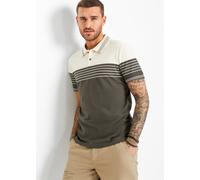 Poloshirt BONPRIX, Herren, Gr. 56/58 (XL), wollweiß, dunkeloliv, Jersey, Obermaterial: 100% Baumwolle, regular fit hüftbedeckend, Rundhals, Rippbündchen, Shirts, Regular Fit, Kurzarm, aus Baumwoll-Jer