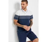 Poloshirt BONPRIX, Herren, Gr. 56/58 (XL), weiß, dunkelblau, Jersey, Obermaterial: 100% Baumwolle, regular fit hüftbedeckend, Rundhals, Rippbündchen, Shirts, Regular Fit, Kurzarm, aus Baumwoll-Jersey 