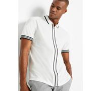 Poloshirt BONPRIX, Herren, Gr. 56/58 (XL), weiß, Piqué, Obermaterial: 100% Baumwolle, kontrastfarbene Details, unifarben, regular fit hüftbedeckend, Rundhals, Rippbündchen kontrastfarben, Shirts, Kurz