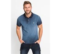Poloshirt BONPRIX, Herren, Gr. 60/62 (XXL), tiefblau used, Piqué, Obermaterial: 100% Baumwolle, unifarben, washed, regular fit hüftlang, Rundhals, Rippbündchen, Shirts, Kurzarm, Polokragen, ausgewasch