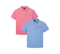 Poloshirt BONPRIX "Piqué-Poloshirt aus reiner Baumwolle (2er Pack)", Damen, Gr. 64 (3XL), rot (rot, azurblau meliert), Obermaterial: 100% Baumwolle, regular fit, Shirts Poloshirt, Piqué-Poloshirt aus