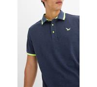 Poloshirt BONPRIX "Piqué-Poloshirt mit reiner Baumwolle", Damen, Gr. 52/54 (L), blau (dunkelblau meliert), Obermaterial: 60% Baumwolle, 40% Polyester, unifarben, regular fit, Shirts Poloshirt, Piqué-P