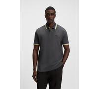 Poloshirt BOSS GREEN "Paddy", Herren, Gr. 3XL, grau (dunkelgrau029), Jersey, Obermaterial: 100% Baumwolle, regular fit, hoch geschlossener Ausschnitt, eng Bündchen, Shirts, mit kontrastfarbenen Streif