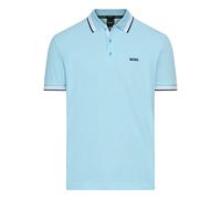 Poloshirt BOSS GREEN "Paddy", Herren, Gr. L, blau (light, pastel blau455), Jersey, Obermaterial: 100% Baumwolle, regular fit, hoch geschlossener Ausschnitt, eng Bündchen, Shirts, mit kontrastfarbenen
