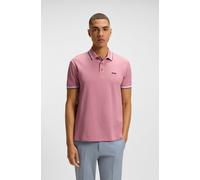 Poloshirt BOSS GREEN "Paddy", Herren, Gr. L, rosa (open pink696), Jersey, Obermaterial: 100% Baumwolle, regular fit, hoch geschlossener Ausschnitt, eng Bündchen, Shirts, mit kontrastfarbenen Streifen 