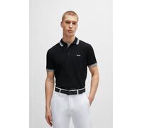 Poloshirt BOSS GREEN "Paddy", Herren, Gr. XXL, schwarz (schwarz001), Jersey, Obermaterial: 100% Baumwolle, unifarben mit Farbeinsatz, regular fit, hoch geschlossener Ausschnitt, eng Bündchen, Shirts,
