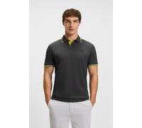 Poloshirt BOSS GREEN "Paul", Herren, Gr. L, grau (dunkelgrau028), Jersey, Obermaterial: 92% Baumwolle, 8% Elasthan, slim fit, hoch geschlossener Ausschnitt, eingesetzt Bündchen kontrastfarben, Shirts,
