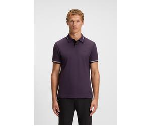 Poloshirt BOSS GREEN "Paul", Herren, Gr. L, lila (medium lila517), Jersey, Obermaterial: 92% Baumwolle, 8% Elasthan, unifarben, slim fit, hoch geschlossener Ausschnitt, eingesetzt Bündchen kontrastfar