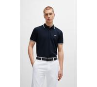 Poloshirt BOSS GREEN "Paul", Herren, Gr. S, blau (dunkelblau402), Jersey, Obermaterial: 92% Baumwolle, 8% Elasthan, unifarben, slim fit, hoch geschlossener Ausschnitt, eingesetzt Bündchen kontrastfarb
