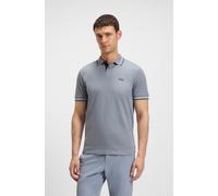 Poloshirt BOSS GREEN "Paul", Herren, Gr. XL, grau (dunkelgrau026), Jersey, Obermaterial: 92% Baumwolle, 8% Elasthan, slim fit, hoch geschlossener Ausschnitt, eingesetzt Bündchen kontrastfarben, Shirts