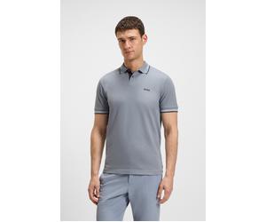 Poloshirt BOSS GREEN "Paul Slim Fit Stretch-Baumwoll-Pique", Herren, Gr. 3XL, grau (dunkelgrau026), Jersey, Obermaterial: 92% Baumwolle, 8% Elasthan, slim fit, hoch geschlossener Ausschnitt, eingesetz