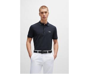 Poloshirt BOSS GREEN "Paule", Herren, Gr. 3XL, blau (dunkelblau402), Jersey, Obermaterial: 100% Baumwolle, unifarben, slim fit, hoch geschlossener Ausschnitt, eingesetzt elastischer Bund, Shirts, mit 