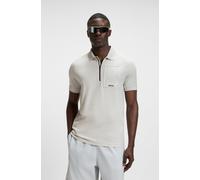 Poloshirt BOSS GREEN "Polo Urban Tech", Herren, Gr. XL, grau (light, pastel grau054), Jersey, Obermaterial: 95% Baumwolle, 5% Elasthan, gestreift, regular fit hüftlang, Rundhals, Bündchen, Shirts, mit