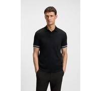 Poloshirt BOSS GREEN "Polo Zone", Herren, Gr. L, schwarz (schwarz001), Jersey, Obermaterial: 100% Baumwolle, unifarben, slim fit hüftlang, Bündchen, Shirts Poloshirt, mit Piqué-Streifen und einem Logo
