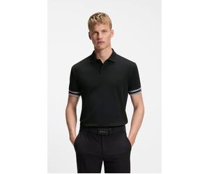 Poloshirt BOSS GREEN "Polo Zone", Herren, Gr. M, schwarz (schwarz001), Jersey, Obermaterial: 100% Baumwolle, unifarben, slim fit hüftlang, Bündchen, Shirts, mit Piqué-Streifen und einem Logo am Ärmel 