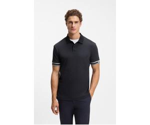 Poloshirt BOSS GREEN "Polo Zone", Herren, Gr. XL, blau (dunkelblau402), Jersey, Obermaterial: 100% Baumwolle, unifarben, slim fit hüftlang, Bündchen, Shirts, mit Piqué-Streifen und einem Logo am Ärmel
