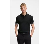 BOSS Slim-Fit Poloshirt aus Baumwolle mit gestreiften Ärmelbündchen - Style Polo Zone, 50544448 Schwarz XXL