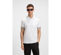 BOSS Slim-Fit Poloshirt aus Baumwolle mit gestreiften Ärmelbündchen - Style Polo Zone, 50544448 Weiß XXL