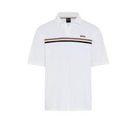 Poloshirt BOSS "Iconic", Herren, Gr. S, weiß 100, Frottee, Obermaterial: 80% Baumwolle, 20% Polyester, unifarben, normal normal, Shirts, aus Frottee (55520234-S) weiß 100