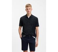 Poloshirt BOSS ORANGE, Herren, Gr. L, dunkelblau404, Frottee, Obermaterial: 85% Baumwolle, 15% Polyester, unifarben, relaxed fit normal, Rundhals, abgesteppte Kante, Shirts, florales Jacquardmuster, B