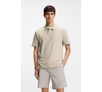 Poloshirt BOSS ORANGE, Herren, Gr. L, open grau070, Frottee, Obermaterial: 85% Baumwolle, 15% Polyester, unifarben, relaxed fit normal, Rundhals, abgesteppte Kante, Shirts, florales Jacquardmuster, Ba