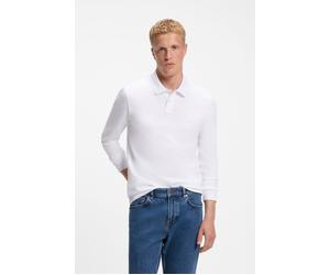 Poloshirt BOSS ORANGE "Passerby Langarm Regular Fit", Herren, Gr. 6XL, weiß (100_weiß), Jersey, Obermaterial: 95% Baumwolle, 5% Elasthan, unifarben, körpernah hüftbedeckend, hoch geschlossener Ausschn